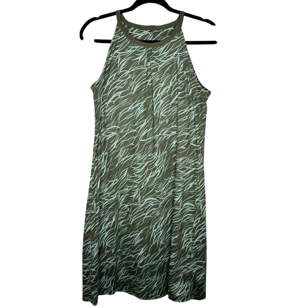 PATAGONIA / Tall Pines green grasslands printed high neck active tank dress / M